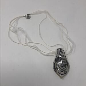 Blown glass pendant boho adjustable necklace